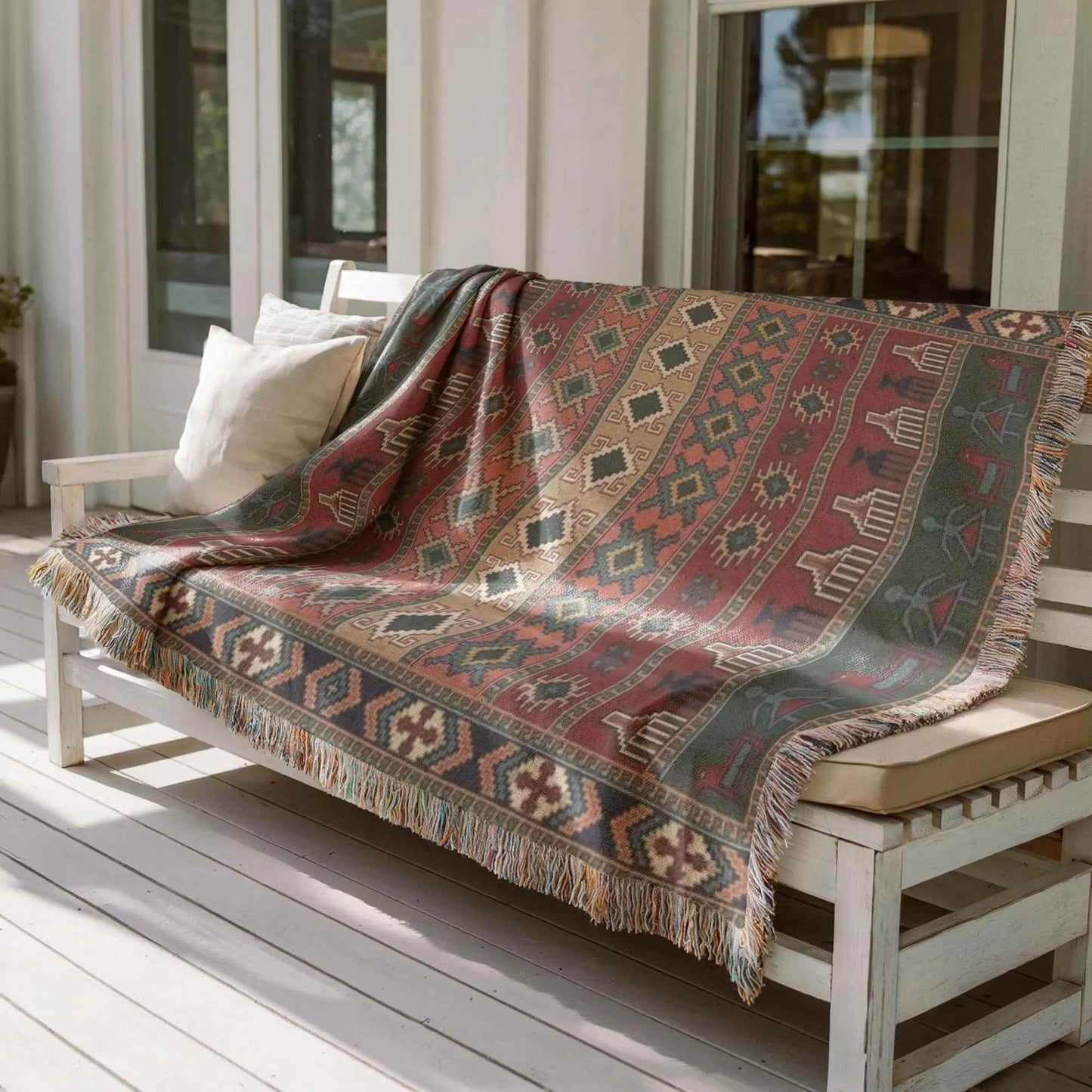 Kilim Wall Hanging Tapestry - Turkish Bohemian Tapestry | Soft Cotton Throw - timelessbohochic.com