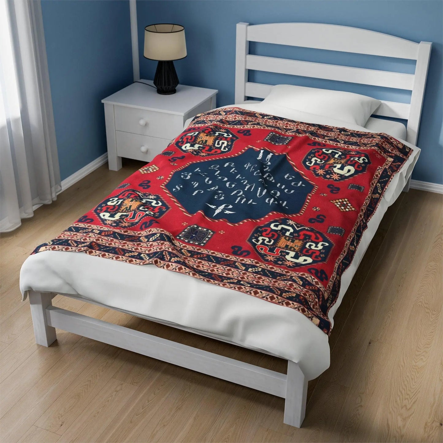 Armenian Alphabet Blanket – Boho Throw Blanket With Intricate Alphabet Pattern