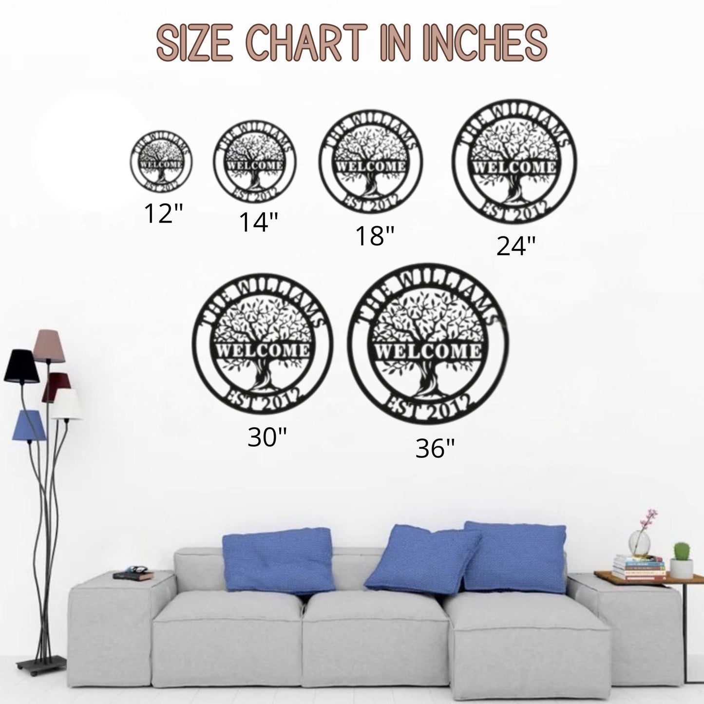 Personalized Family Tree Sign - Custom Metal Front Door Plaque | Durable Steel Wall Decor