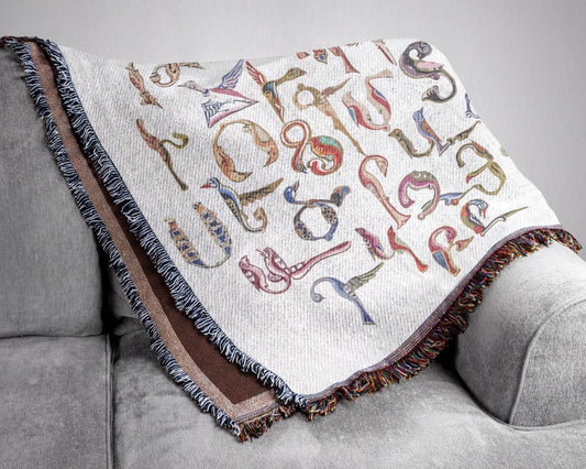 Armenian Alphabet Woven Cotton Blanket Trchnakir – Diaspora Heritage Gift - timelessbohochic.com