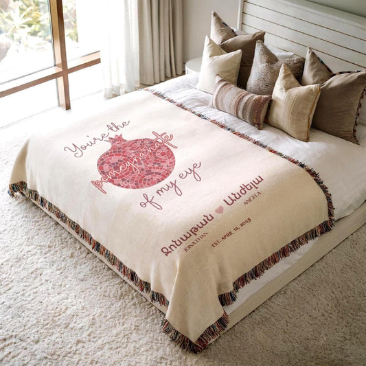 Armenian Monogram Woven Cotton Blanket – Wedding Keepsake - timelessbohochic.com