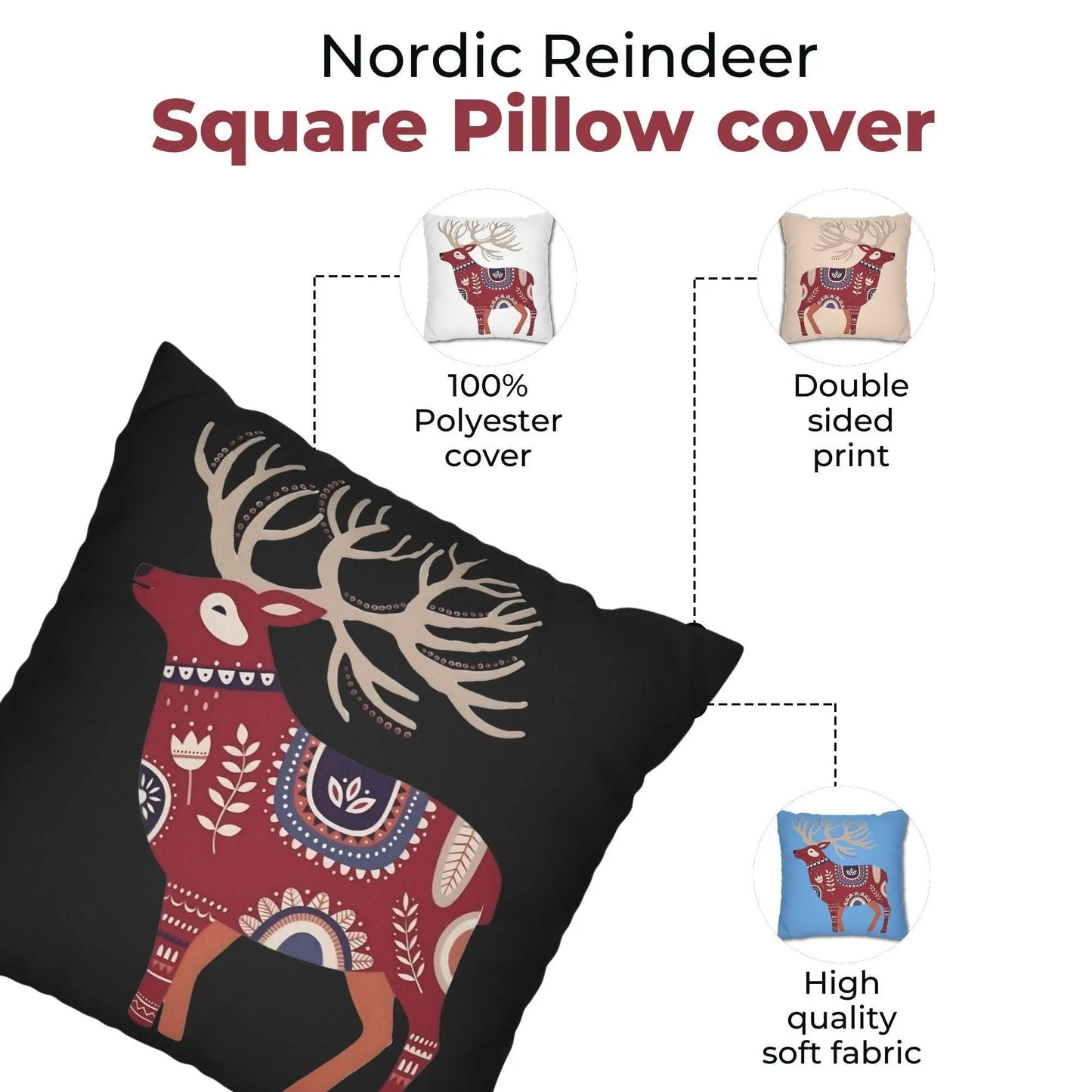 Scandinavian Pillow Cover – Nordic Winter Decor | Cozy Hygge Cushion Sham