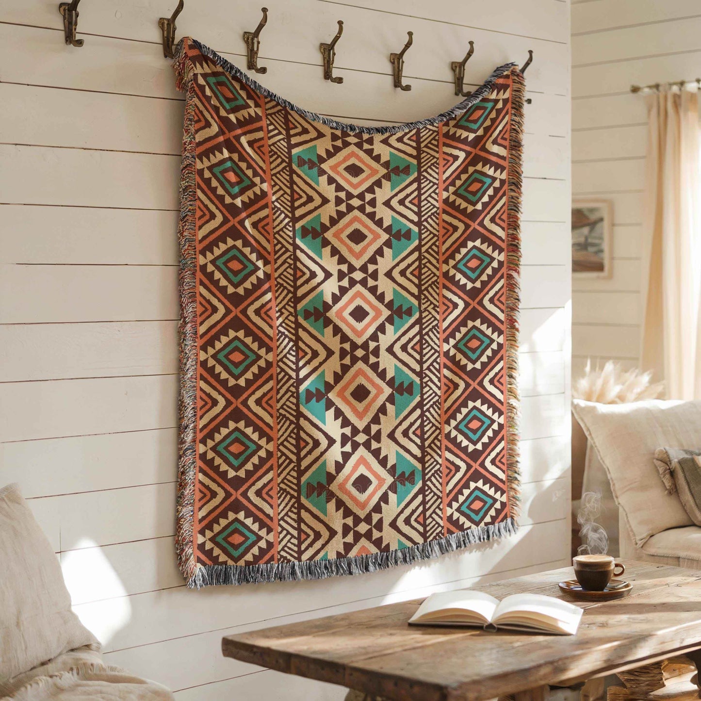 Tribal Wall Hanging - Navajo Textile Art | Southwestern Wall Decor Tapestry - timelessbohochic.com
