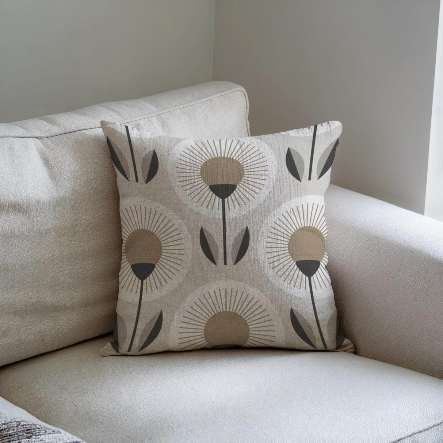 Woven Floral Pillow - Modern Home Cushion | Botanical Accent Throw Pillow - timelessbohochic.com