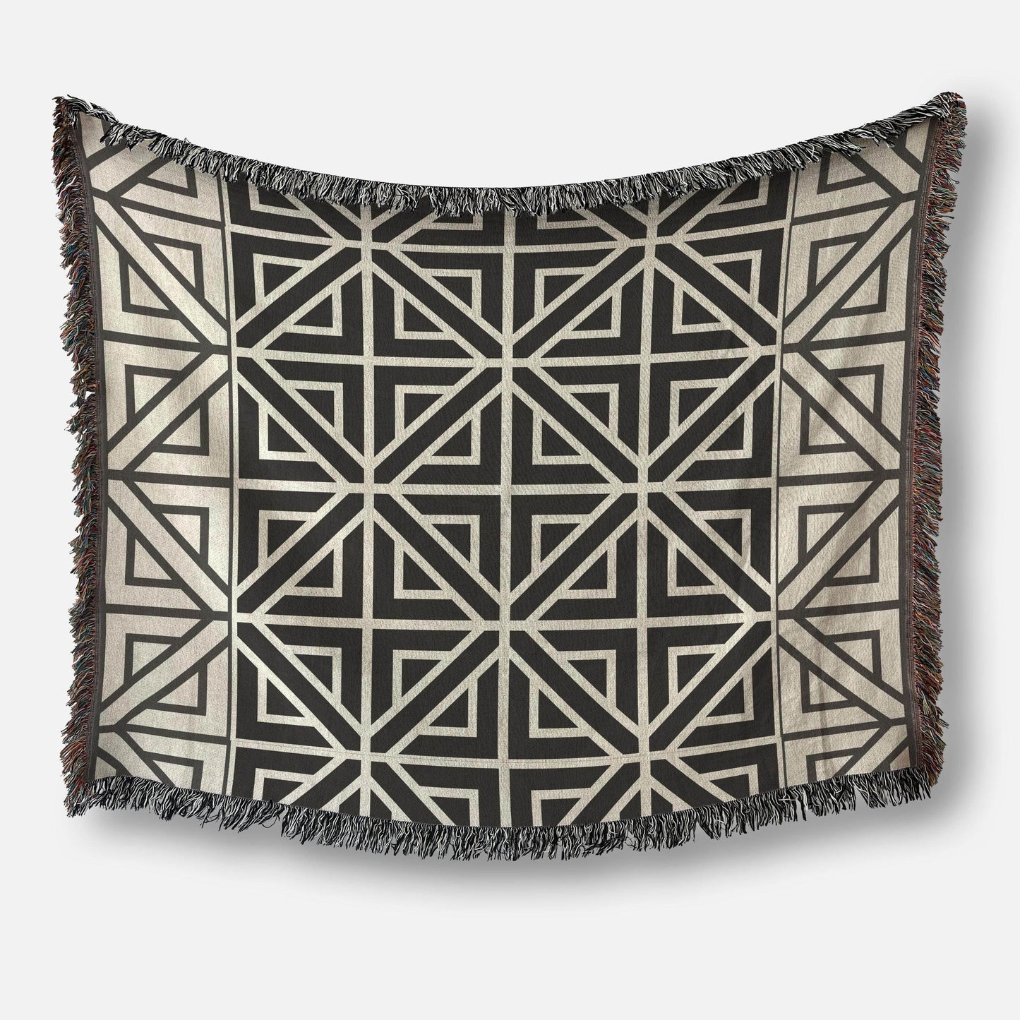 Cotton Woven Blanket – Turkish Quilt Bed With Colorful Fringed Edges, Queen Size - timelessbohochic.com