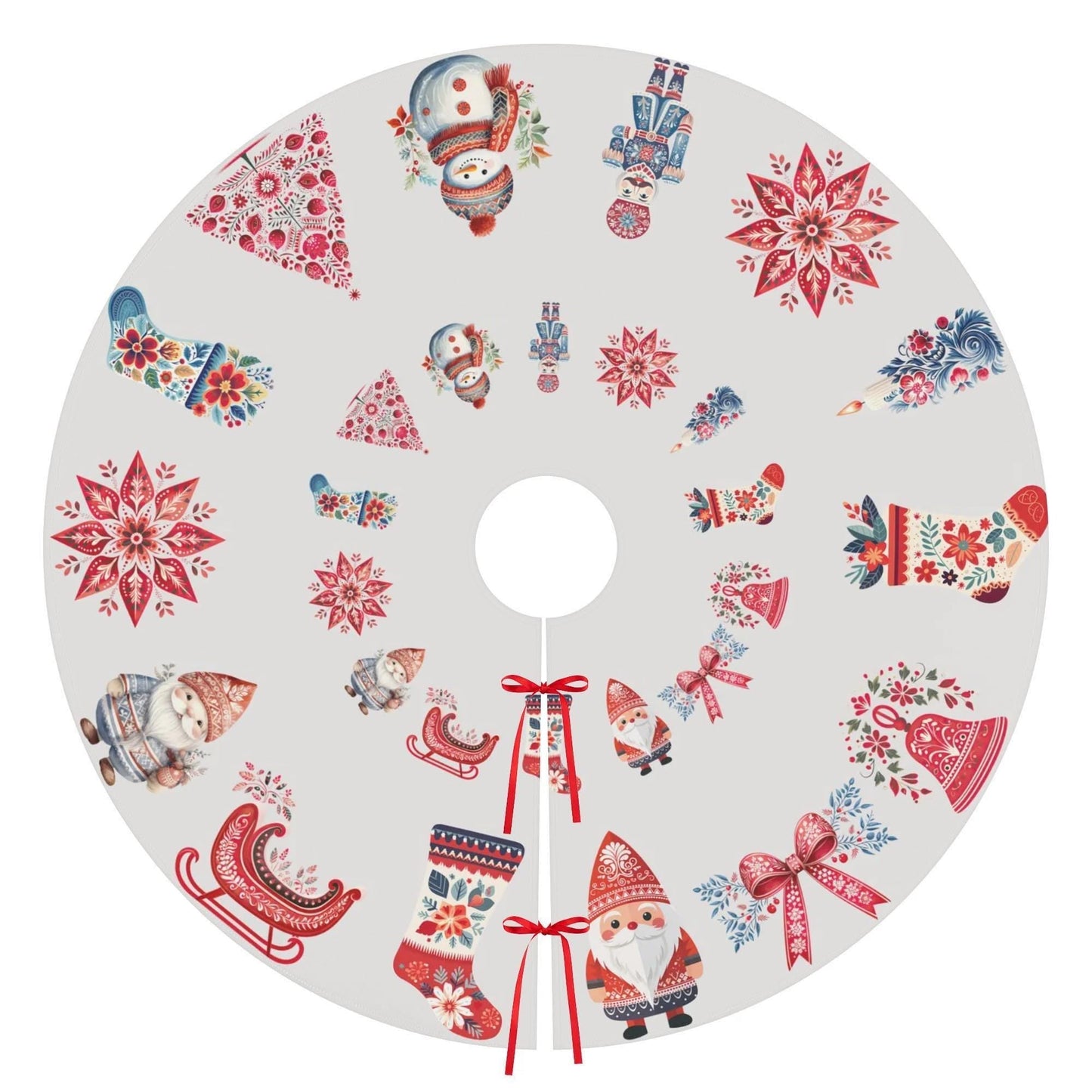Nordic Christmas Tree Skirt – Scandinavian Holiday Decor | Cozy Winter Tree Skirt