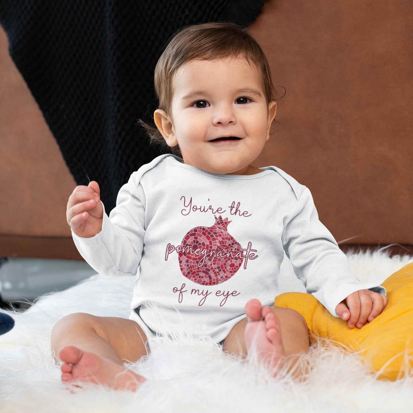 Armenian Baby Bodysuit – Organic Cotton Baby Romper With Pomegranate Design - timelessbohochic.com