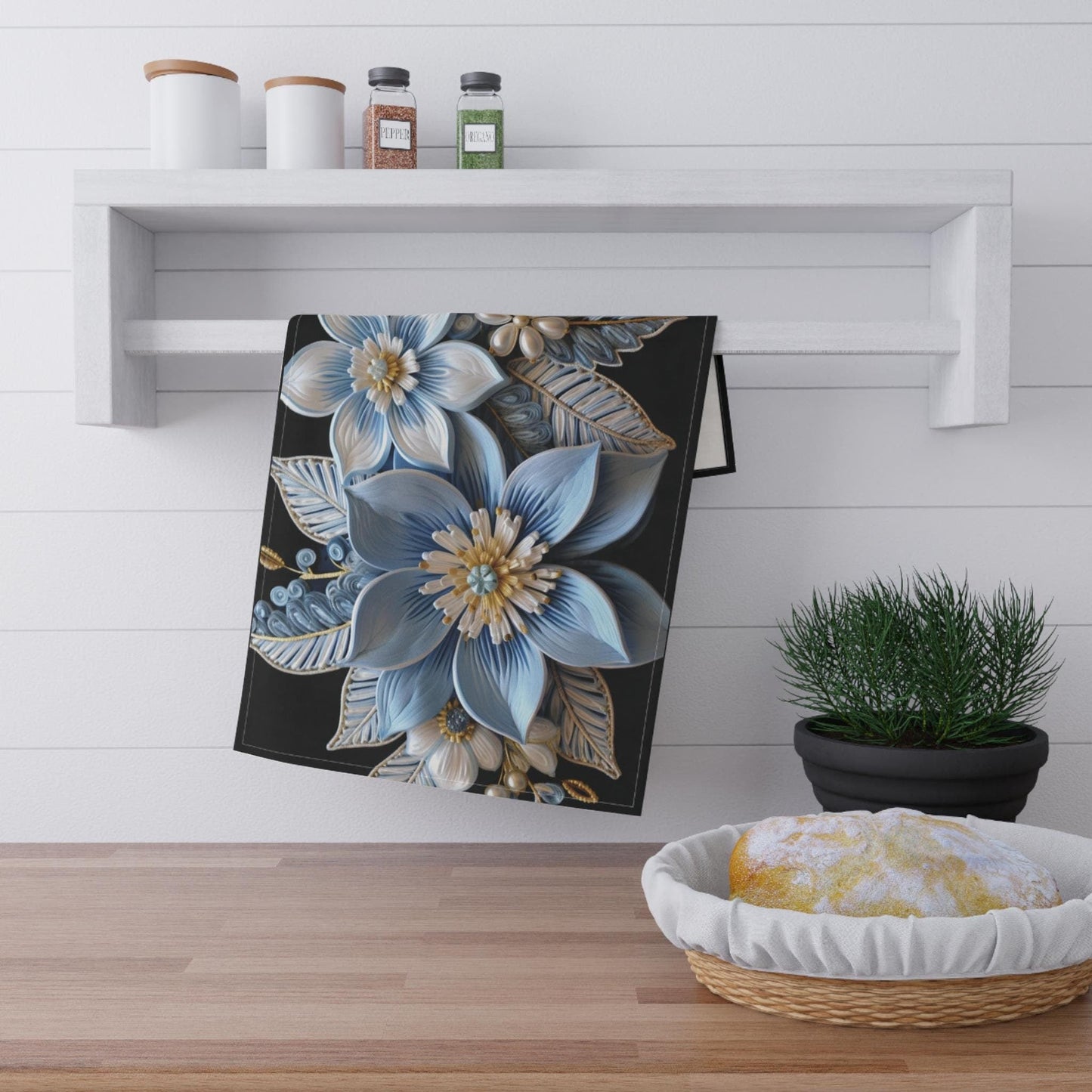 Poinsettia Tea Towel – Elegant Holiday Kitchen Linen | Festive Floral Accent Gift
