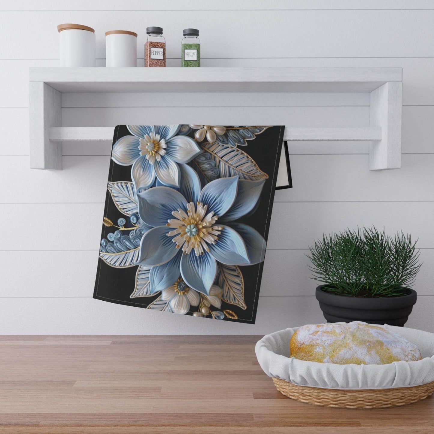 Poinsettia Tea Towel – Elegant Holiday Kitchen Linen | Festive Floral Accent Gift - timelessbohochic.com