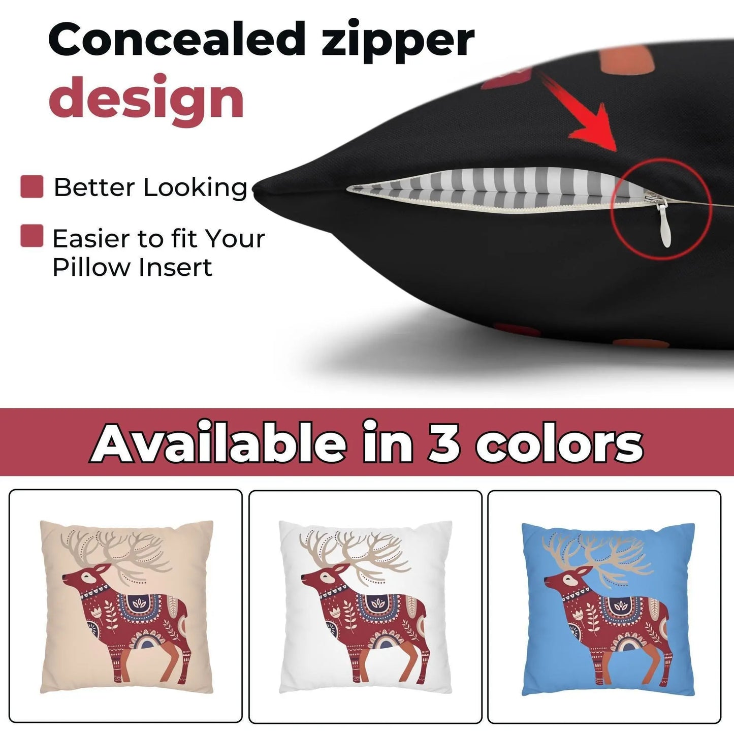 Scandinavian Reindeer Pillow - Nordic Home Decor | Cozy Winter Cushion Cover