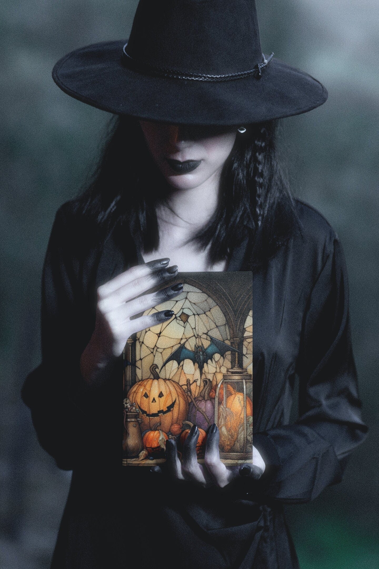 Halloween Hardcover Notebook - Gothic Pumpkin Bats Design | Matte Finish Journal