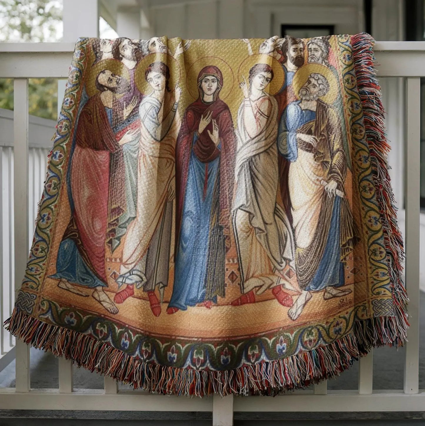 Armenian Cotton Blanket - Woven Throw with Haykakan Hampartsum Design | Cozy Sofa Decor