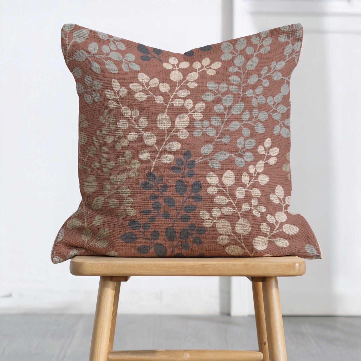 Japanese Throw Pillow - Woven Decorative Cushion With Floral Pattern Home Decor