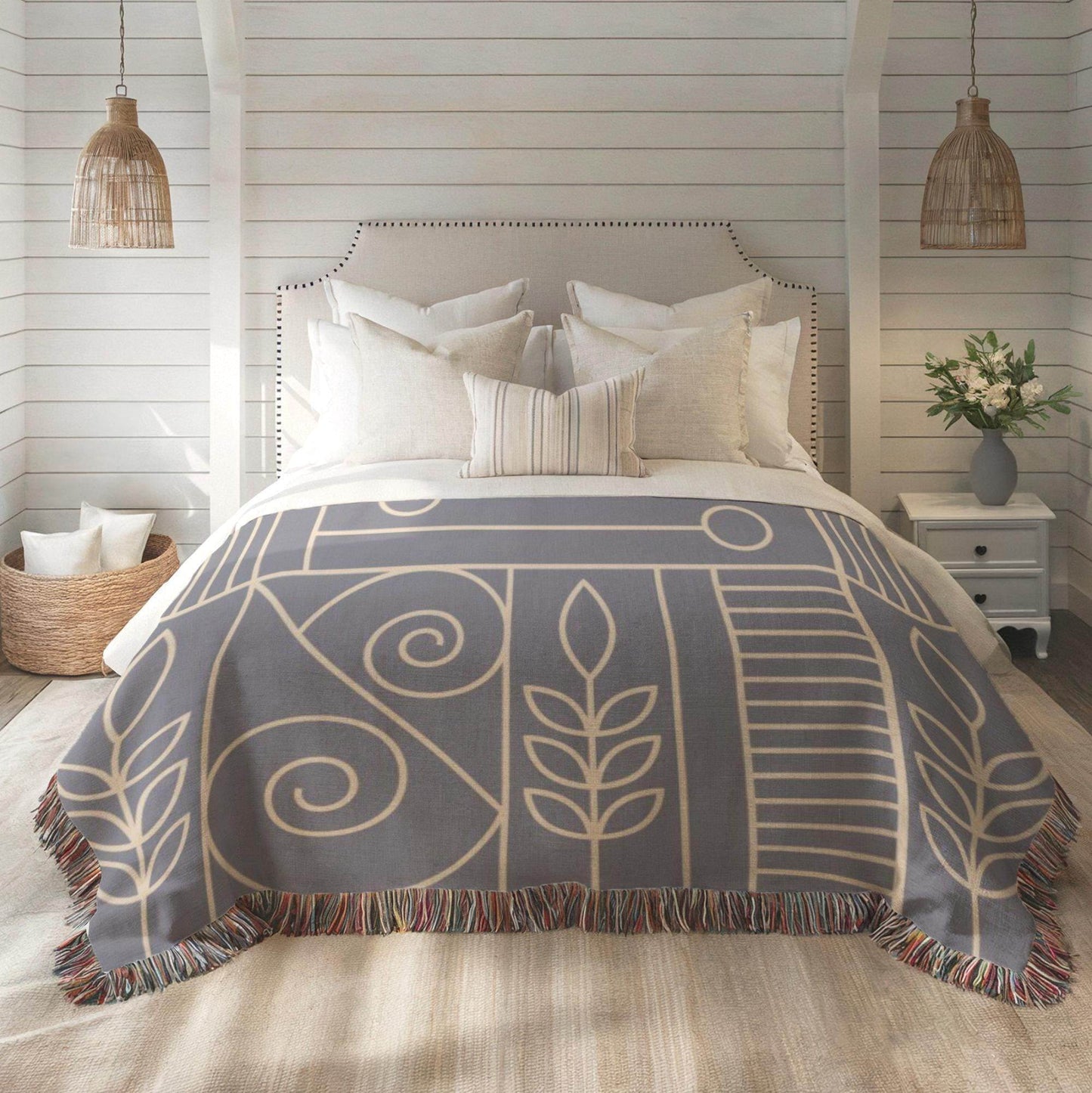 Woven Blanket – Cozy Home Decor | Modern Throw Blanket With Geometric Pattern - timelessbohochic.com