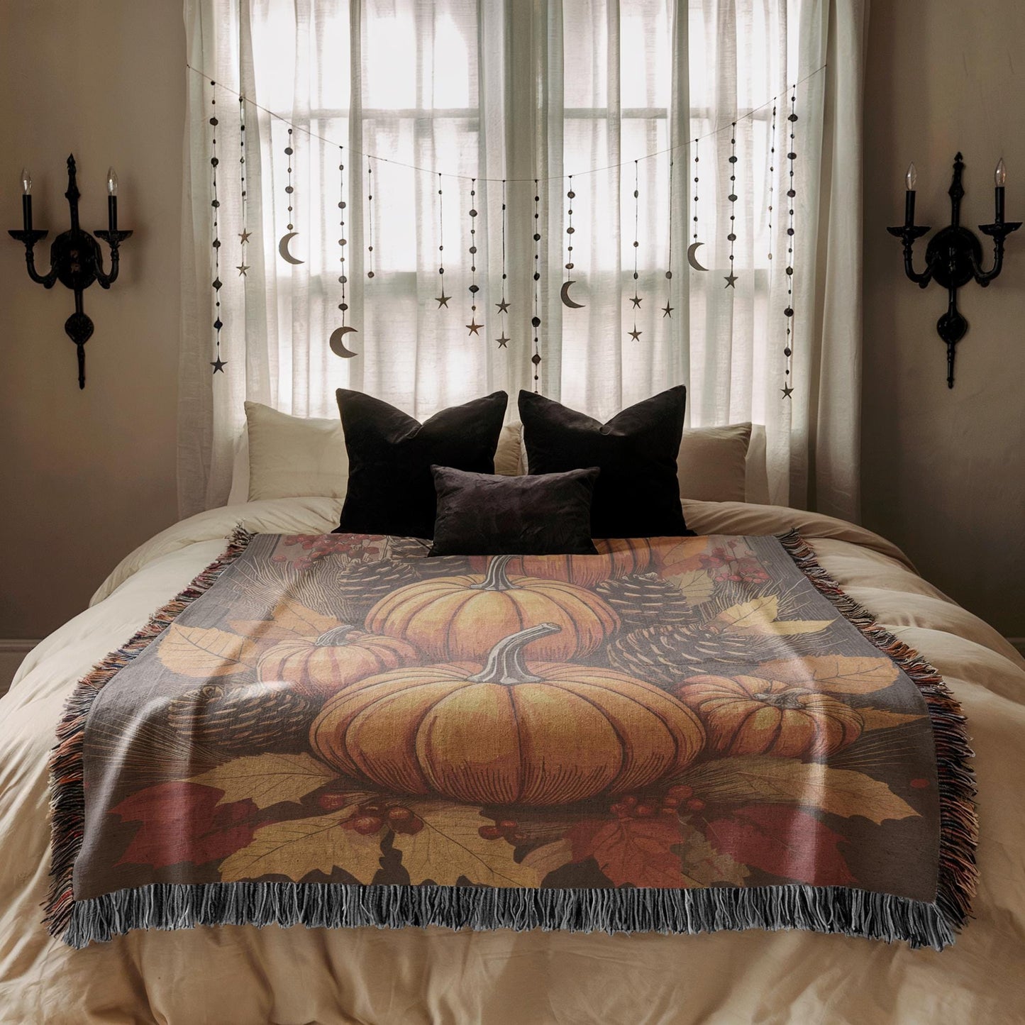 Thanksgiving Woven Blanket, Fall Decor Room Decor, Pumpkins Couch Throw, Autumn Home Accent, Harvest Season Gift, Gift for Mom, Mum, Mamma