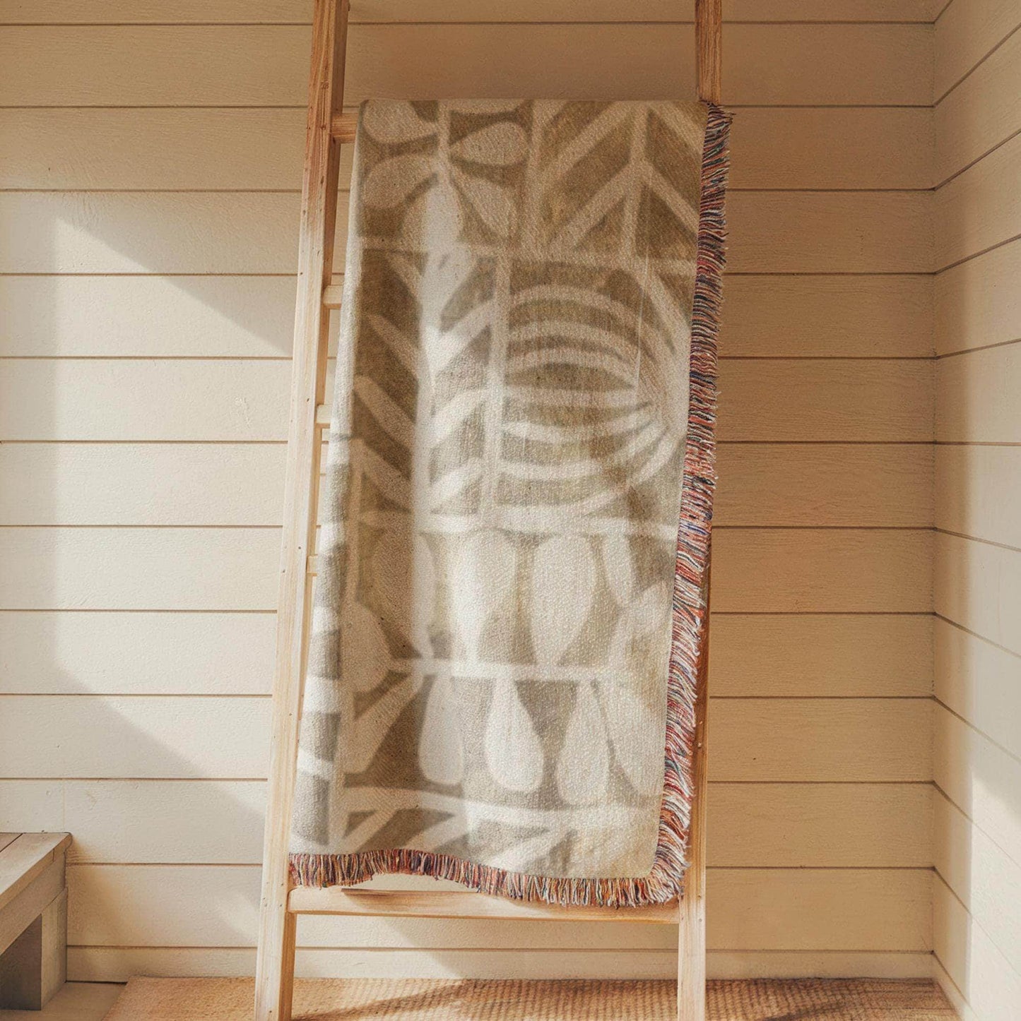 Boho Woven Blanket - Minimalist Throw with Modern Pattern and Fringed Edges for Stylish Home Decor - timelessbohochic.com