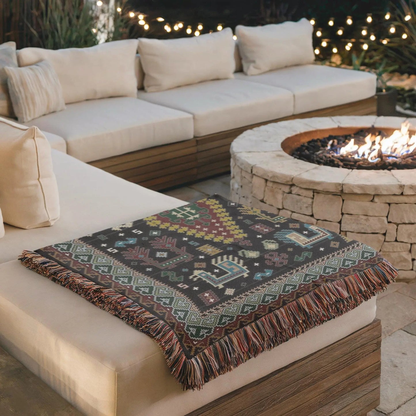 Caucasian Rug Wall Hanging – Ethnic Boho Wall Art | Soft Cotton Blanket Throw