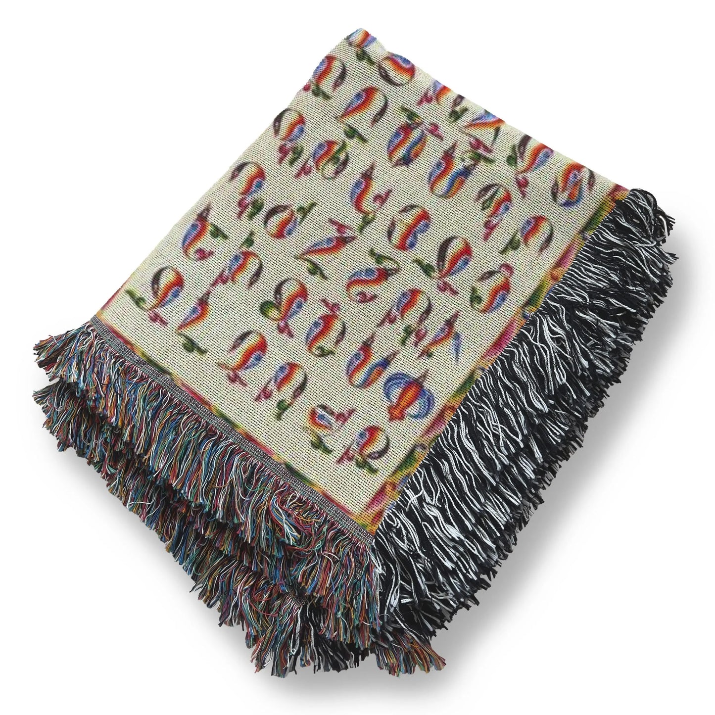 Armenian Alphabet Blanket | Woven Cotton Bedspread - Colorful Couch Throw, Eco Friendly Throw