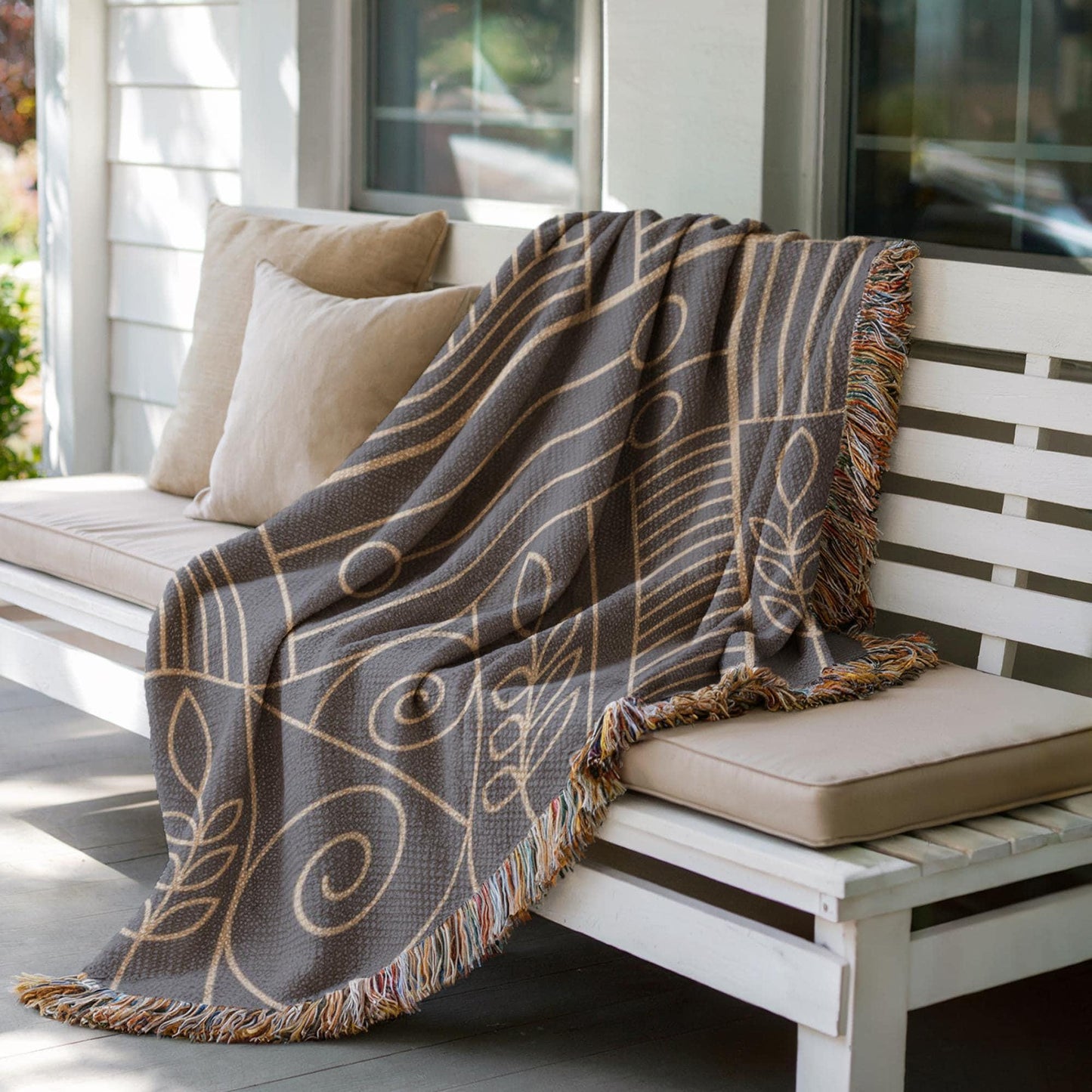 Woven Tapestry Blanket – Modern Throw Blanket with Geometric Pattern, Cozy Home Decor