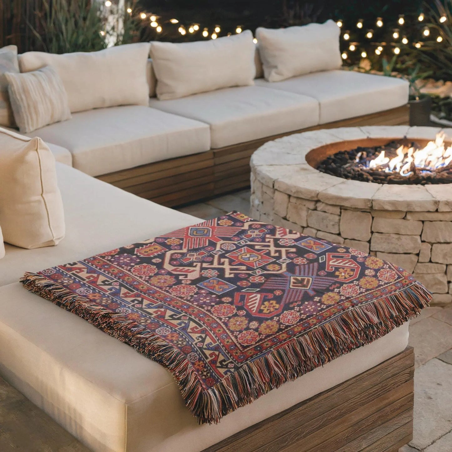 Woven Wall Hanging - Turkish Rug Tapestry With Colorful Fringed Cotton Textile