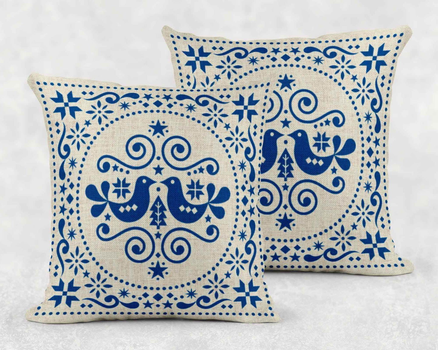 Blue Bird Cushion - Scandinavian Throw Pillow | Cozy Sofa Cushion, Double Sided Design - timelessbohochic.com