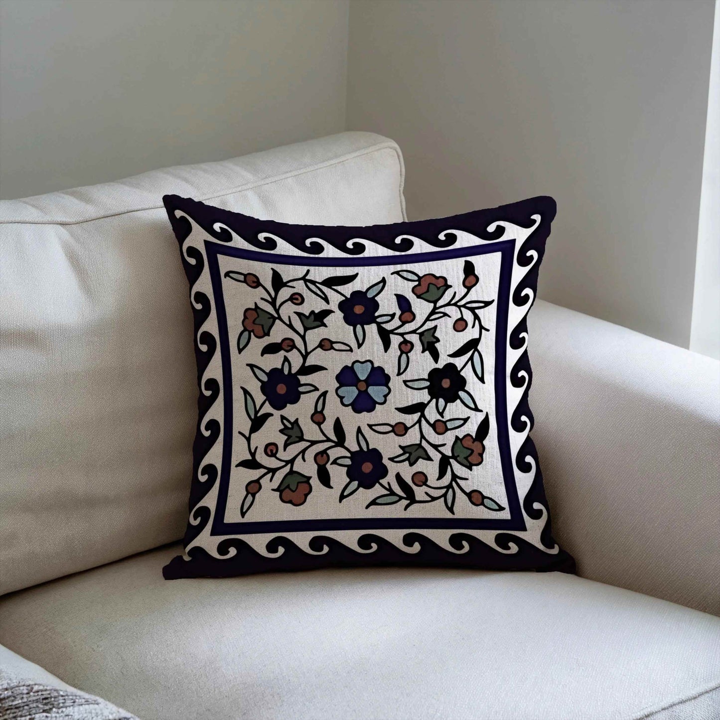 Iznik Cotton Throw Blanket - Floral Bedding Set with Turkish Throw Pillows for King and Queen Beds - timelessbohochic.com