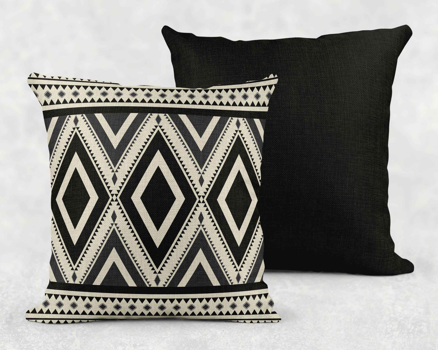 Rustic Ikat Pillow - Woven Cotton Throw Cushion With Geometric Design & Fringed Edge - timelessbohochic.com