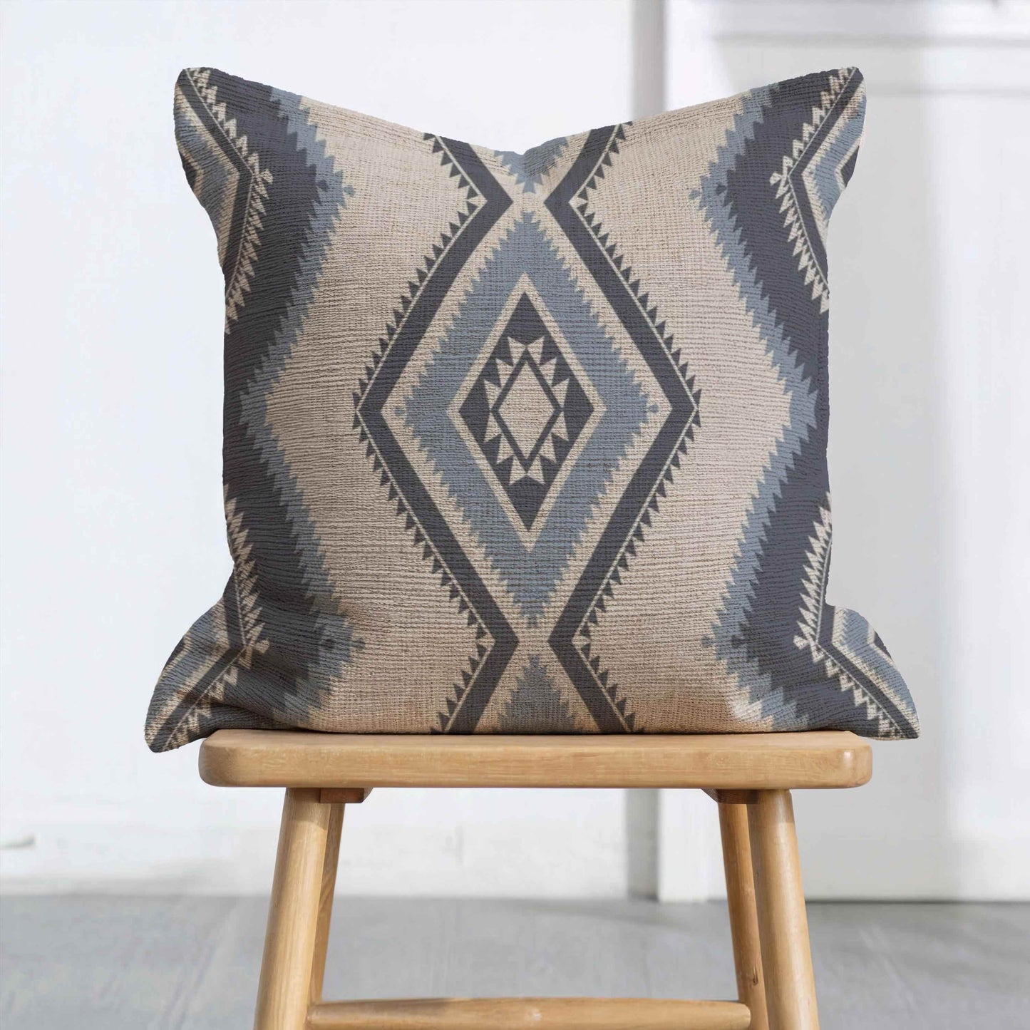 Navajo Style Throw Pillow - Soft Textured Cotton Cushion with Colorful Fringe - timelessbohochic.com