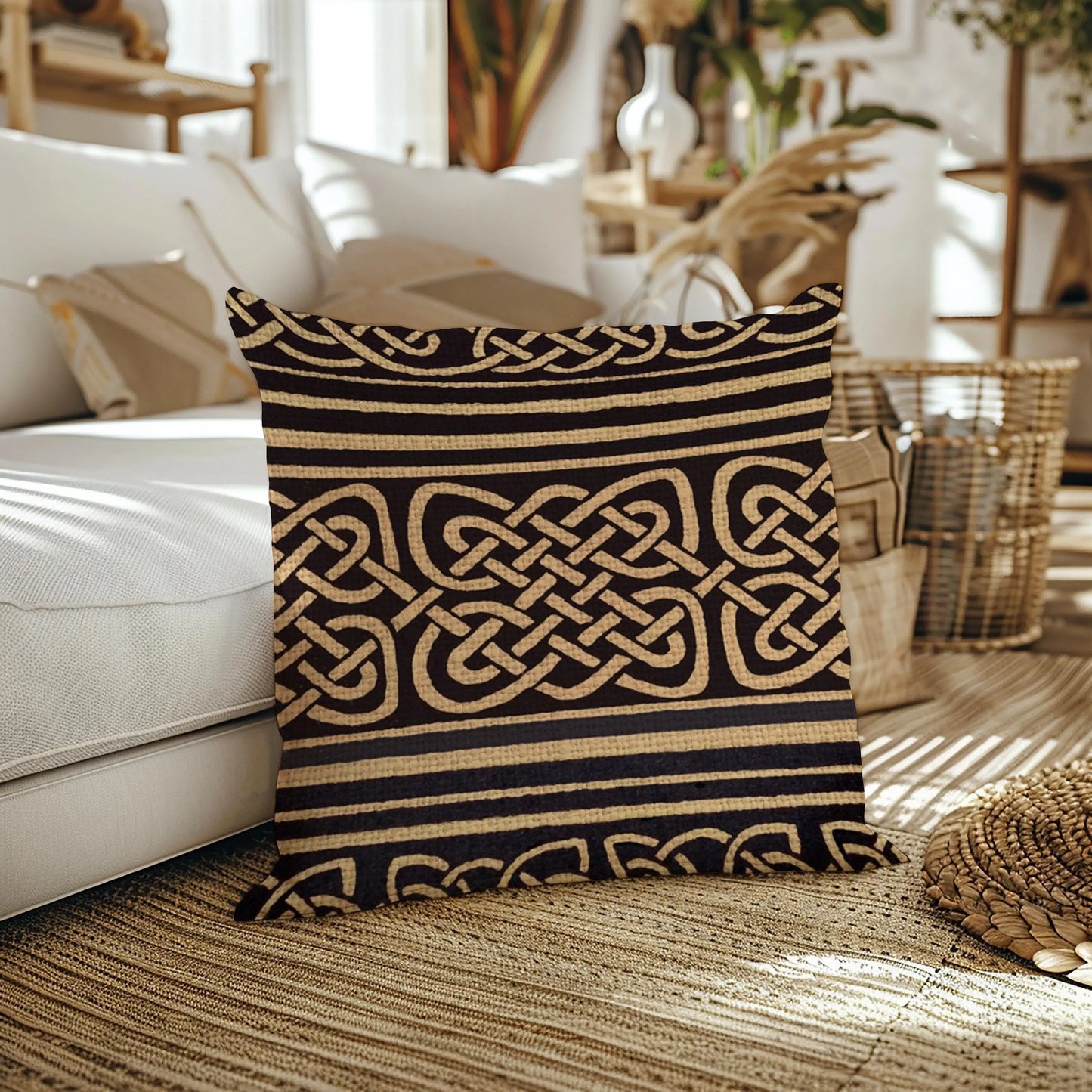 Irish Eternity Knot Throw - Cotton Woven Blanket & Pillow Set | Cozy Celtic Home Decor