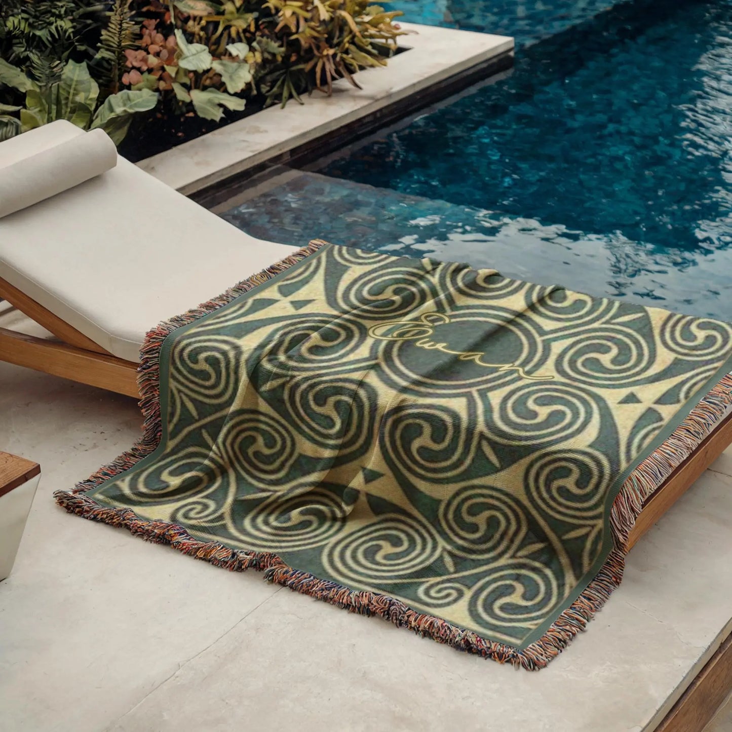 Celtic Cotton Throw Blanket – Woven Cotton Blanket With Fringed Edge, Soft Breathable Fabric
