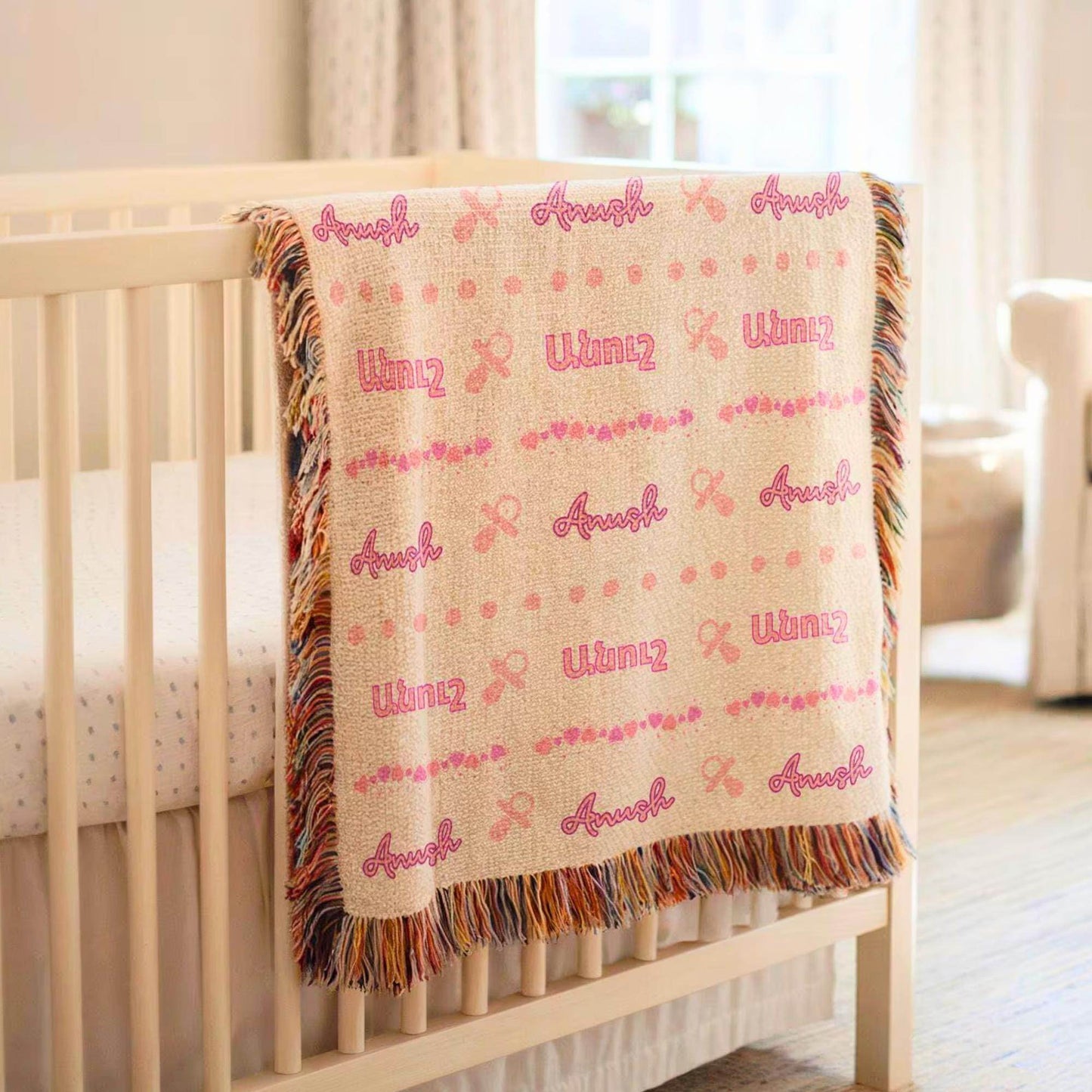 Personalized Baby Blanket | Custom Cotton Baby Blanket for Newborn Keepsake & Picnic - timelessbohochic.com