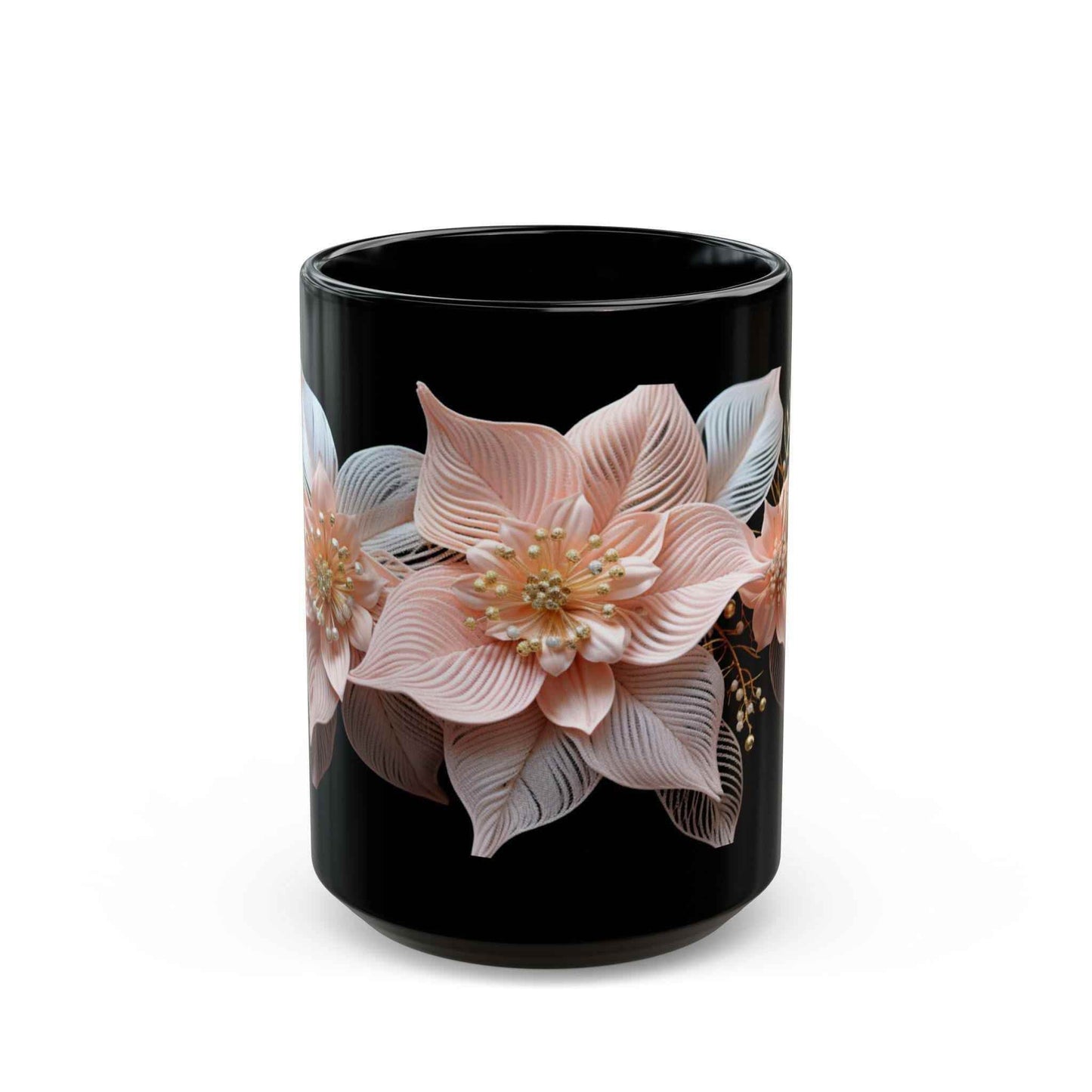 Festive Pink Poinsettia Mug – Ceramic Holiday Coffee Cup for Cozy Winter Drinks - timelessbohochic.com