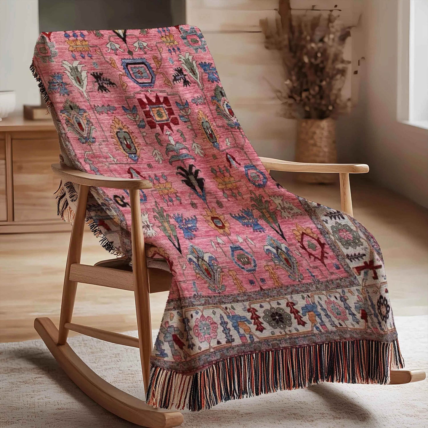 Boho Woven Blanket – Cotton Throw Blanket With Fringed Sofa Cover & Cozy Accent - timelessbohochic.com