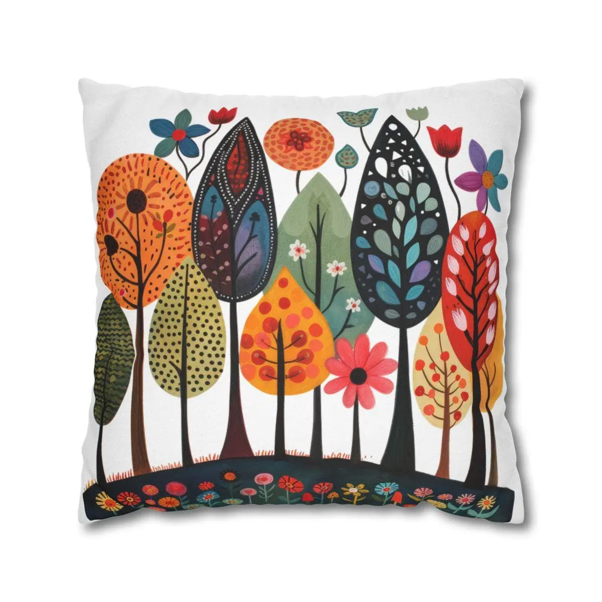 Scandi Tree Pillowcase – Nordic Cushion Cover With Concealed Zipper | Cozy Forestcore Sham