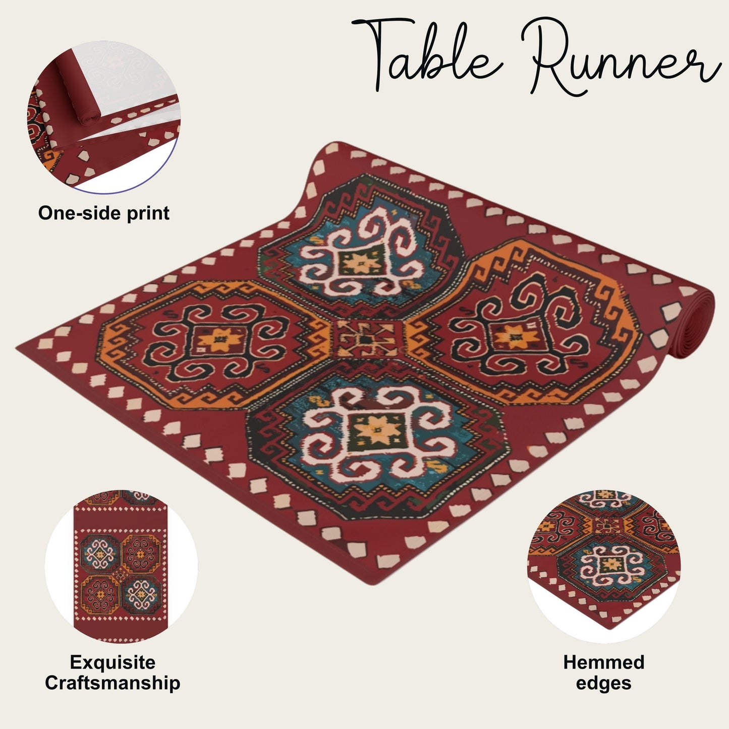 Anatolian Kilim Table Runner – Turkish Pattern Decor | Boho Home Table Accent