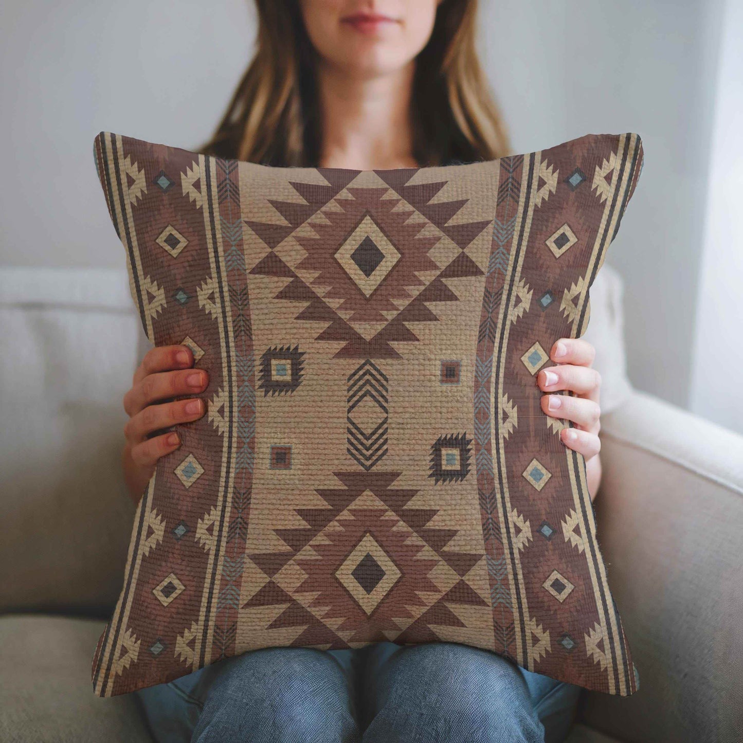 Boho Ikat Pillow – Rustic Cotton Woven Design with Fringed Edges and Soft Texture - timelessbohochic.com