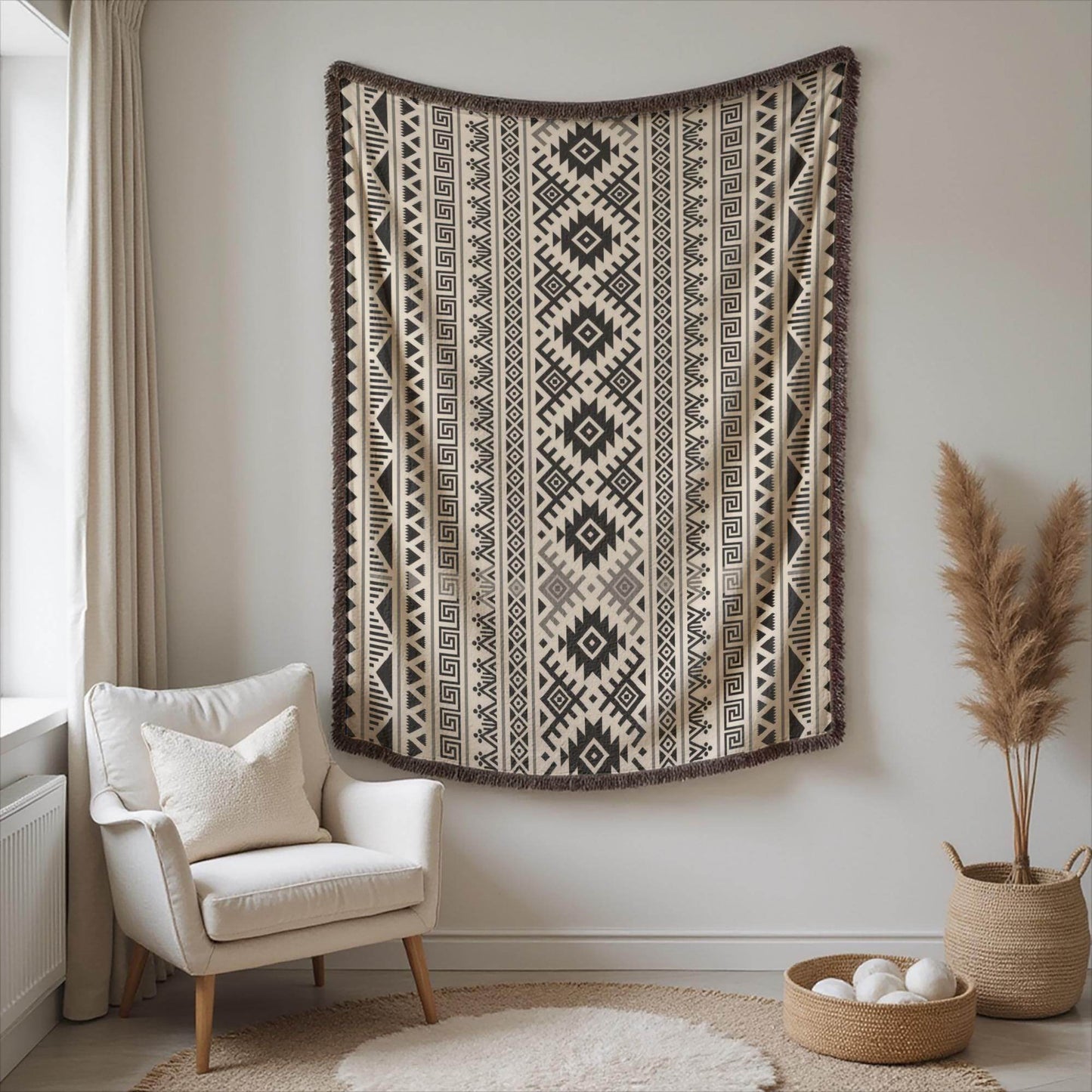 Boho Chic Coverlet - Ikat Textured Throw - timelessbohochic.com
