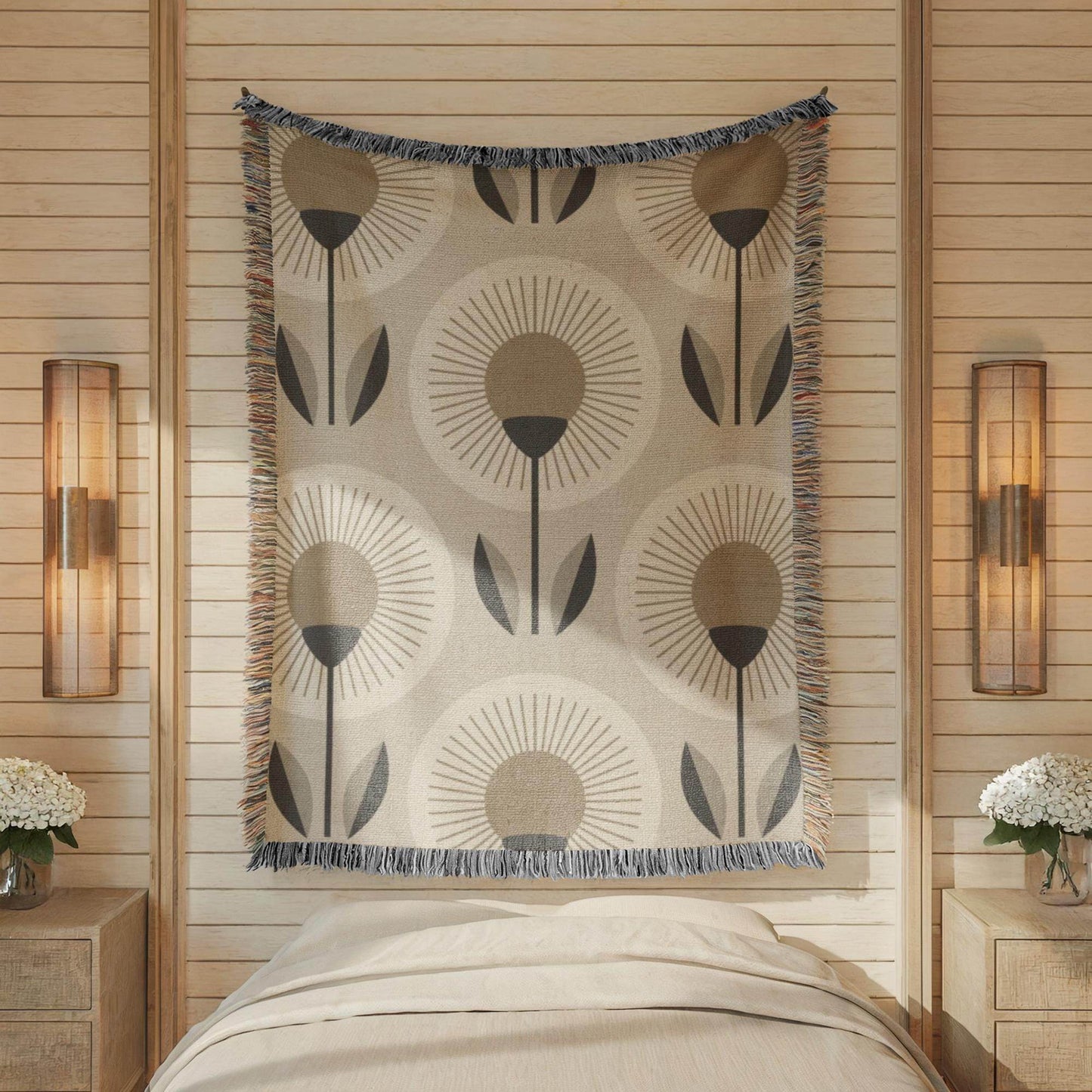 Cotton Floral Throw Blanket - Woven Floral Design with Textured Fabric and Fringed Edges - timelessbohochic.com