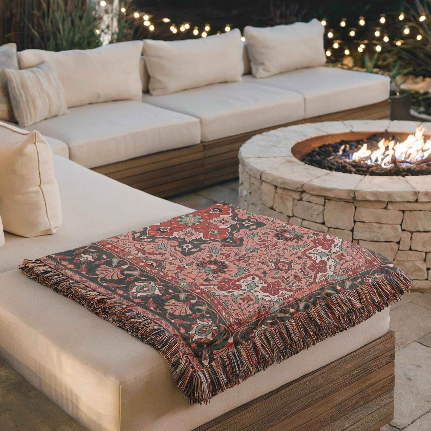 Cotton Wall Hanging – Turkish Rug Tapestry with Anatolian Carpet Design | Boho Home Decor - timelessbohochic.com