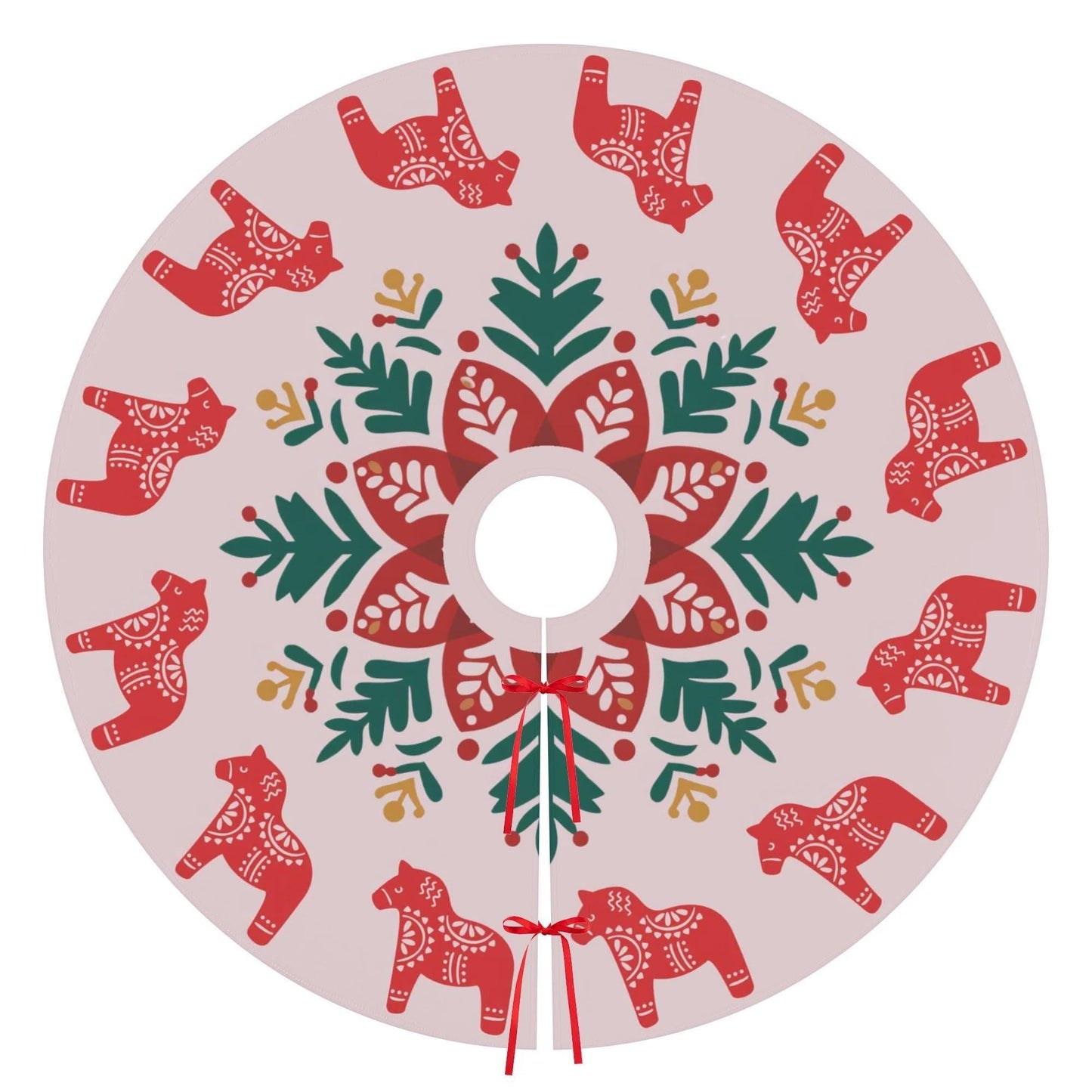 Scandi Dala Horse Skirt – Nordic Christmas Decor | Cozy Holiday Accent Tree Skirt