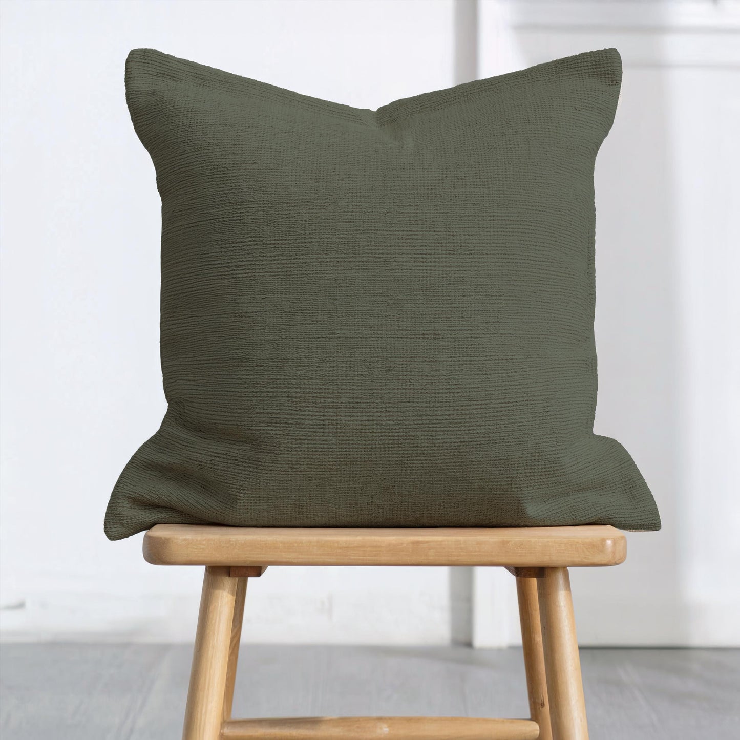 Modern Throw Blanket Set - Mid Century Bedding With Woven Cotton Throw & Sage Green Pillow