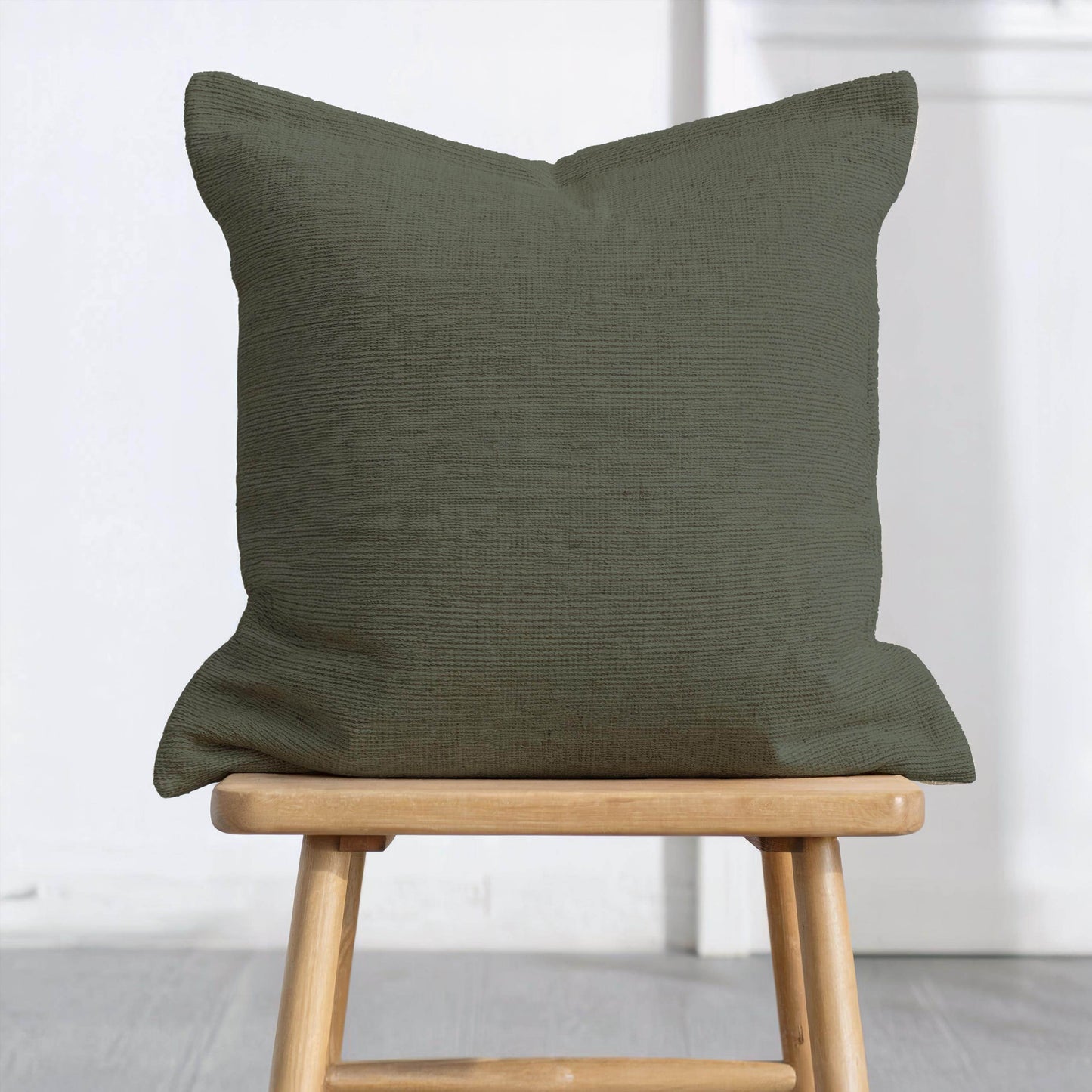 Modern Throw Blanket Set - Mid Century Bedding With Woven Cotton Throw & Sage Green Pillow - timelessbohochic.com