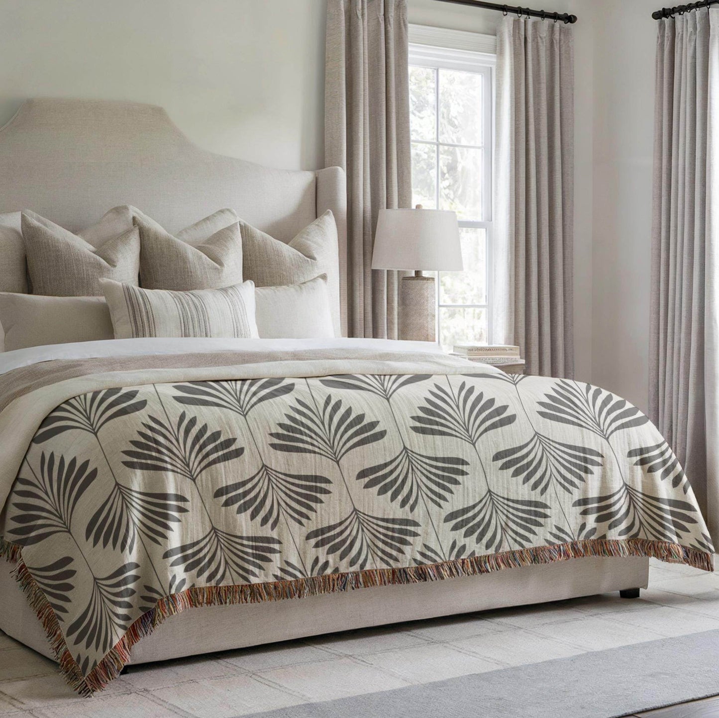 Woven Cotton Blanket – Cozy Throw With Monochromatic Patterned Sofa Accent - timelessbohochic.com