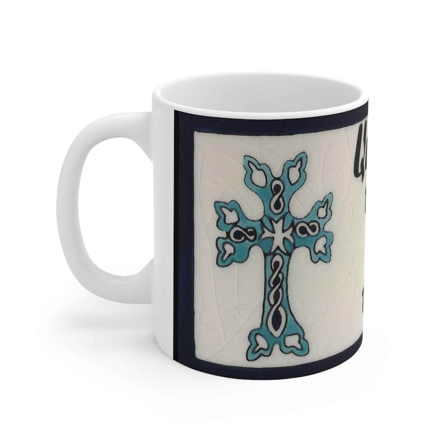 Black Ceramic Mug - Armenian Blessing Christian Coffee Cup | 11oz Dishwasher Safe - timelessbohochic.com