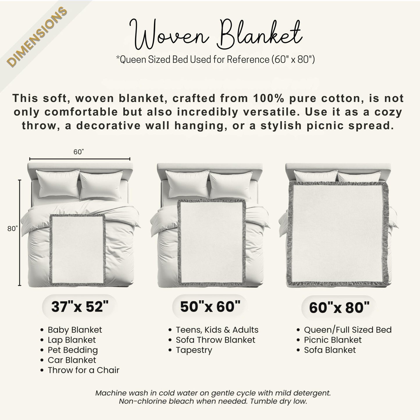 Personalized Baby Blanket - Cotton Crib Coverlet | Soft Newborn Throw Gift