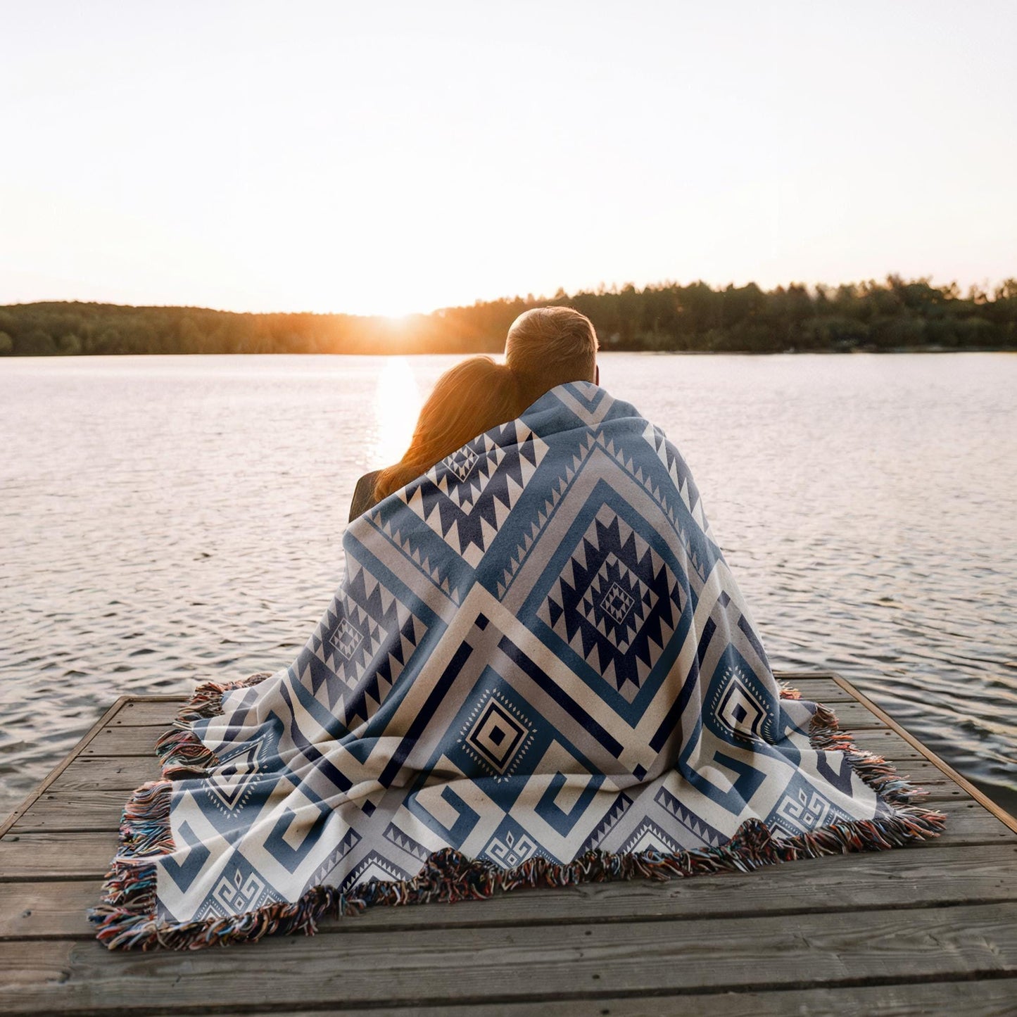 Custom Woven Blanket - Personalized Name Aztec Pattern Outdoor Cozy Throw