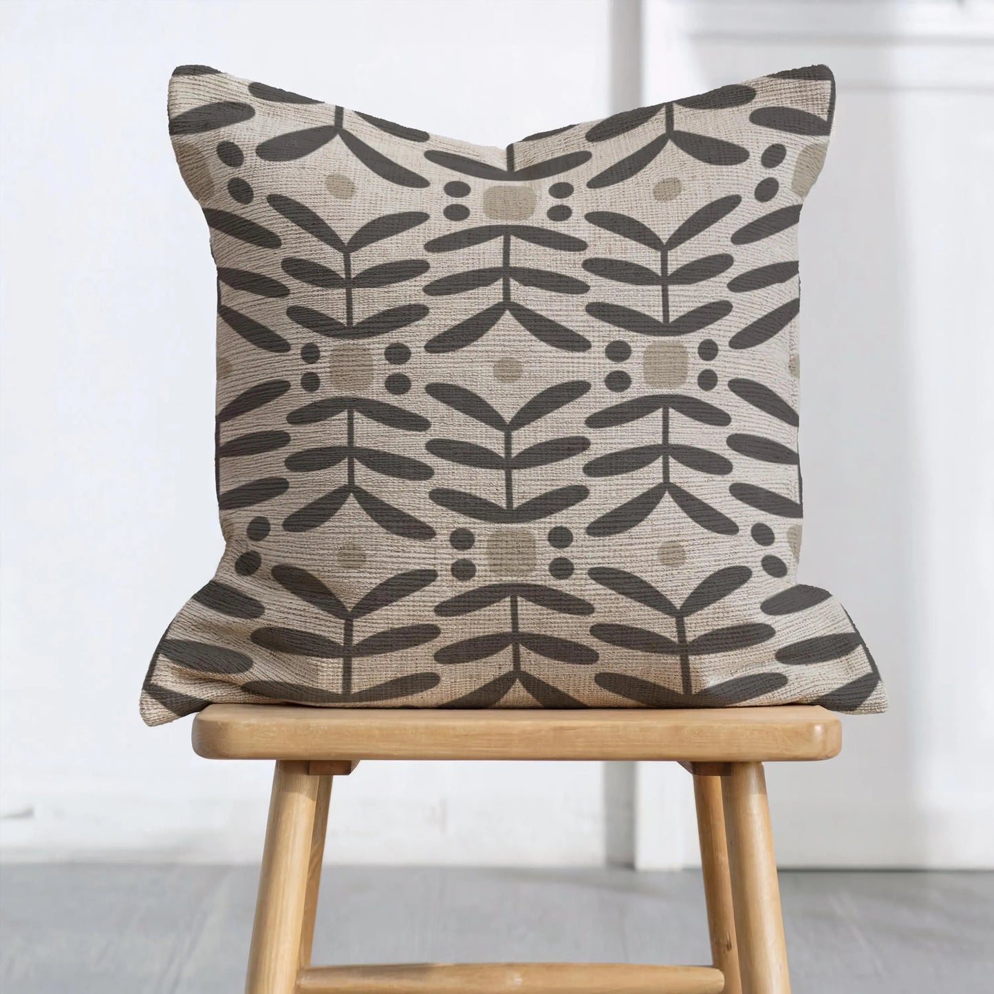 Scandi Floral Pillow - Mid Century Cushion | Nordic Throw Pillow, Cozy Woven Design
