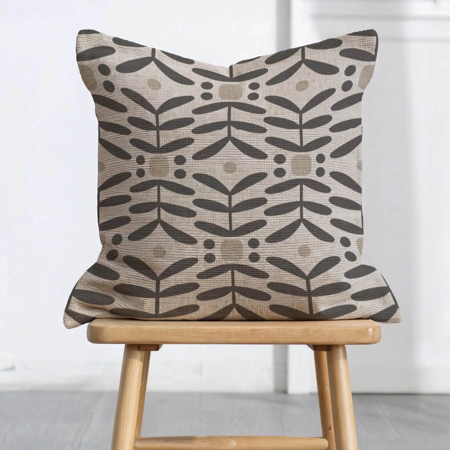 Scandi Floral Pillow - Mid Century Cushion | Nordic Throw Pillow, Cozy Woven Design - timelessbohochic.com