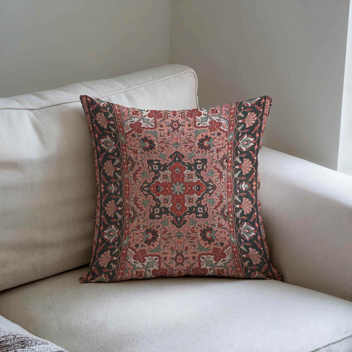 Woven Pillow - Bohemian Cushion with Turkish Rug Design & Anatolian Carpet Pattern - timelessbohochic.com