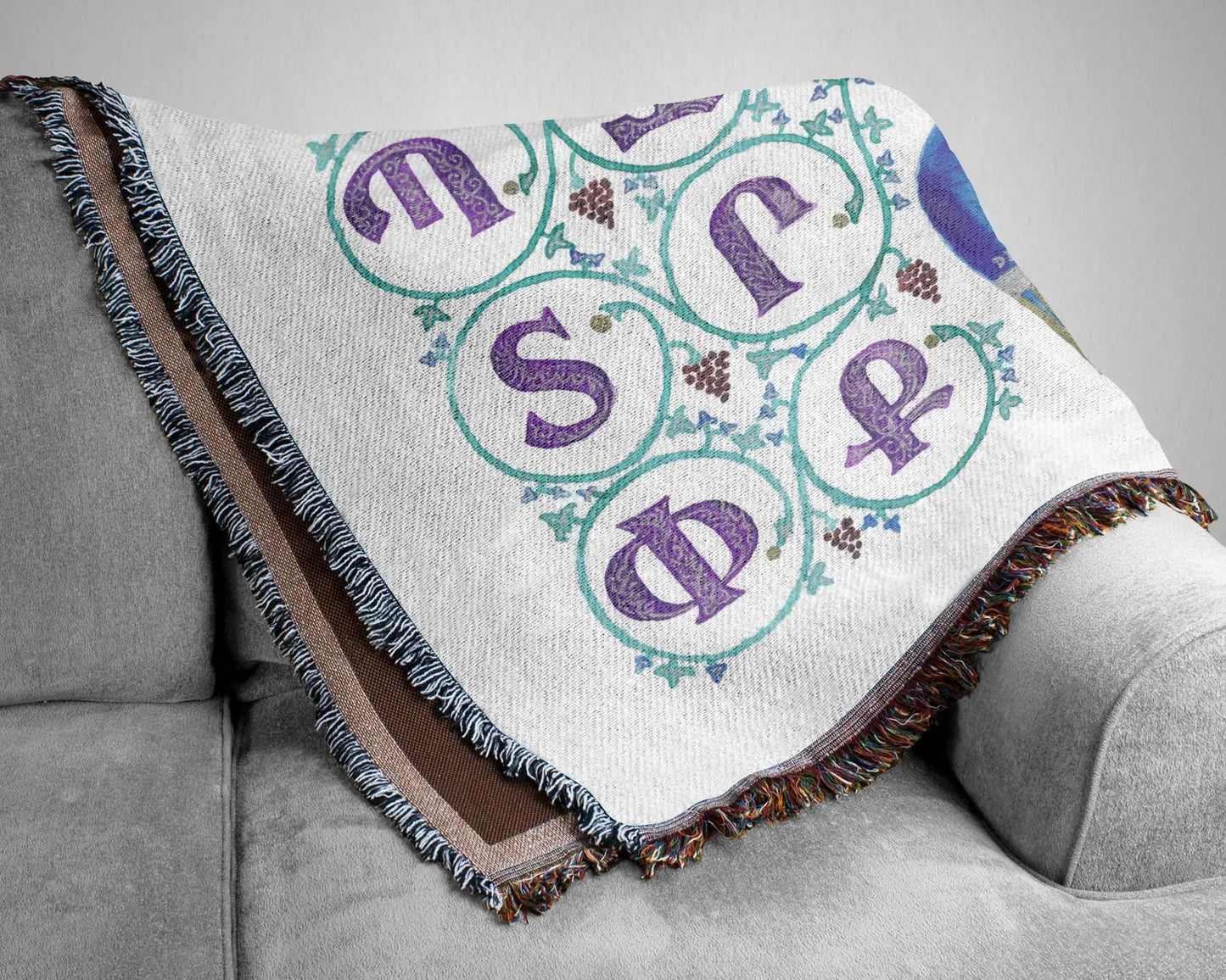 Armenian Woven Blanket - Cotton Throw with Armenian Alphabet Design | Cozy Cultural Sofa Throw